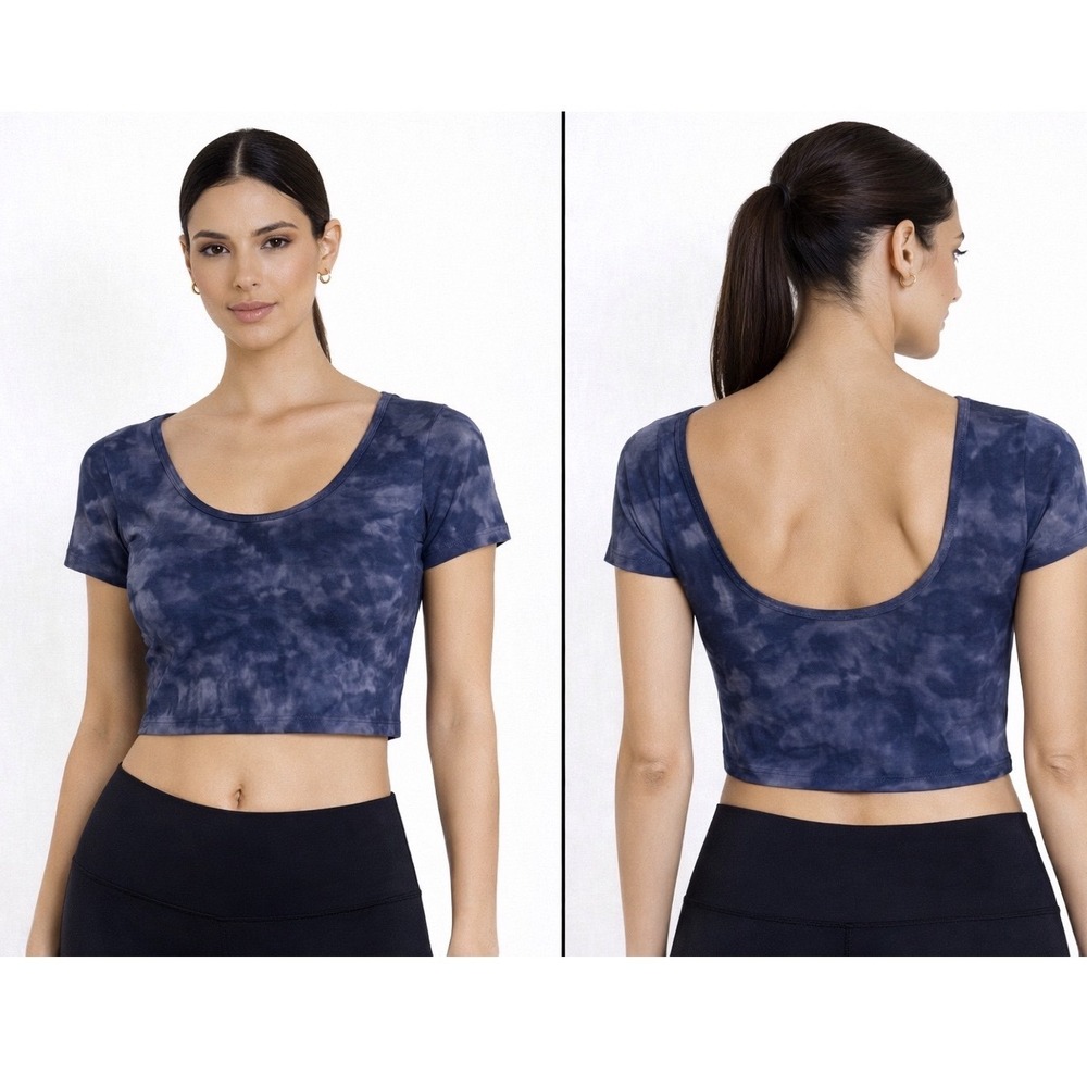 Lululemon Align Tee Cropped Size 4 Diamond‎ Dye Lunar Rock True Navy DD5R 09660